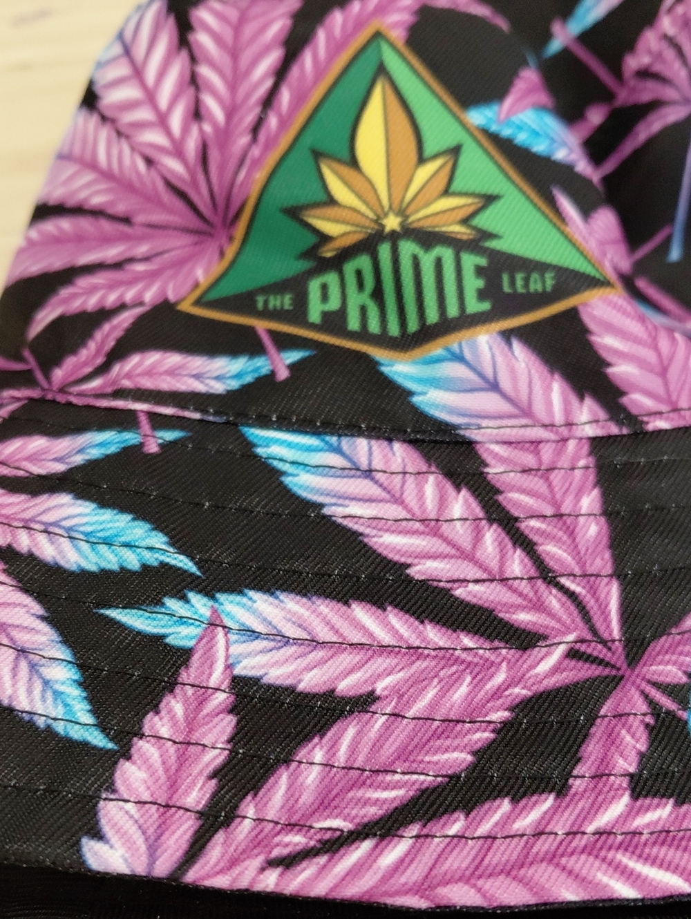 REVERSIBLE HAT Black Floral Bucket Hat - Pink & Blue Leaf Print